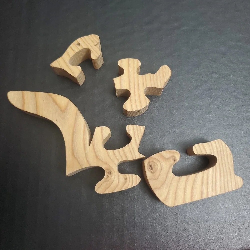 Vintage Wood Squirrel Puzzle Handcut 4 Piece Jigsaw Desk Mantle‎ Decoration